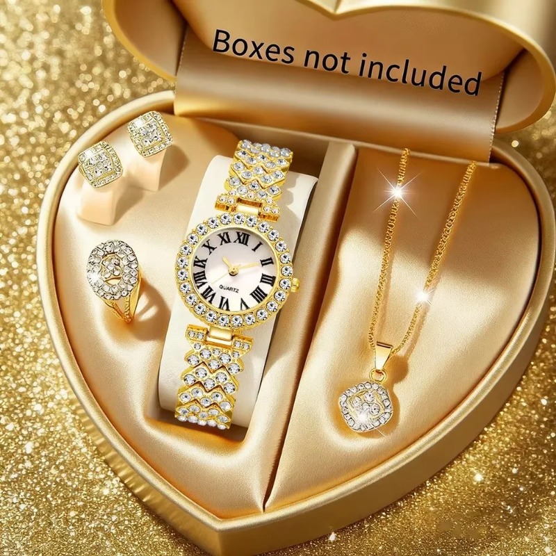 Jewelry Watches Luxury - 5 STKS Luxe Strass Dameshorloge Sieraden