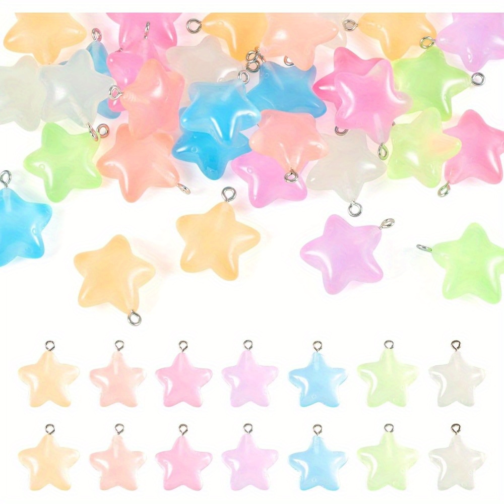 Moon Star Earrings - 6/24/40 stuks gemengde kleur lichtgevende hars