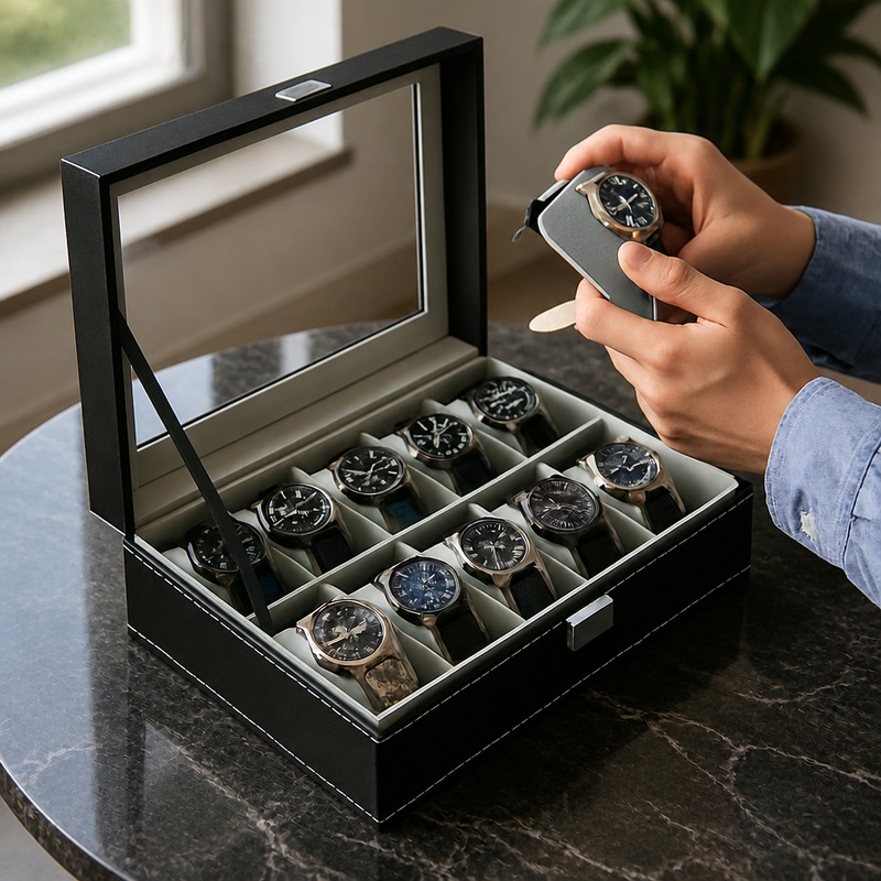 Jewelry Box That Holds Watches - PU Lederen Sieraden- en Horloge-Organizerdoos met