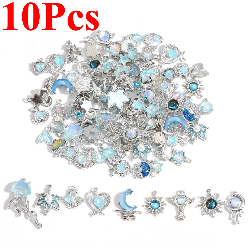 Moon Star Earrings - 10 stuks verzilverde legering kristal ster
