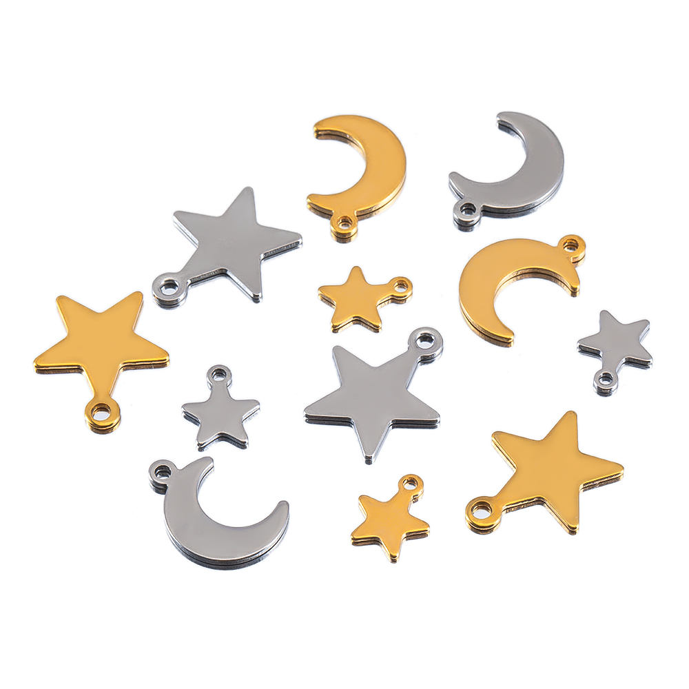 Moon Star Earrings - 20 stuks roestvrij staal platte ster
