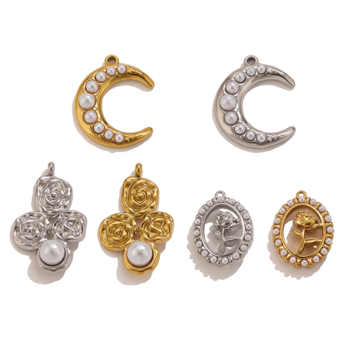 Moon Star Earrings - 5 stuks roestvrij staal 18K verguld