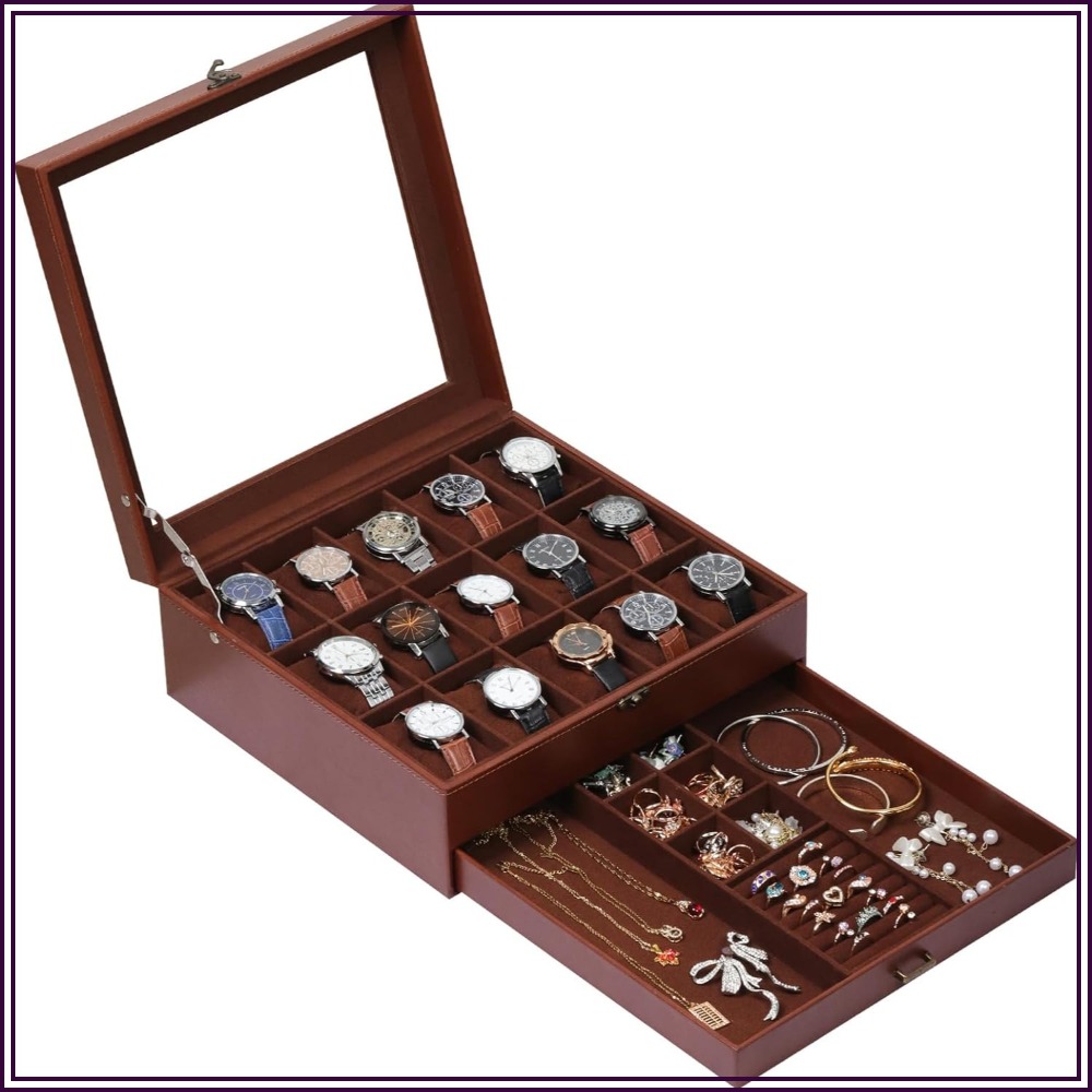 Jewelry Box That Holds Watches - 2-laags horlogedoos met slot, ruimte voor