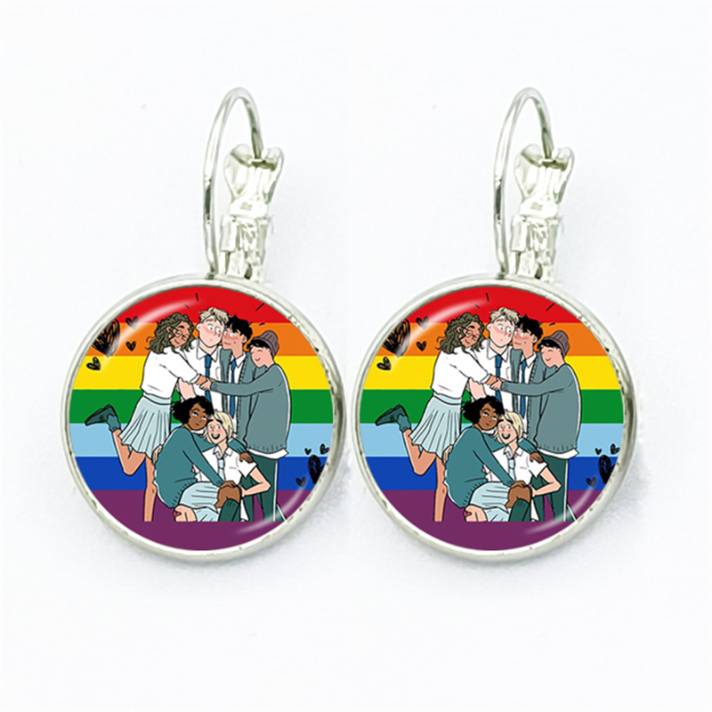 Nick'S Jewelry & Watches Reviews - Heartstopper Cartoon Foto 'S Glazen Oorbellen
