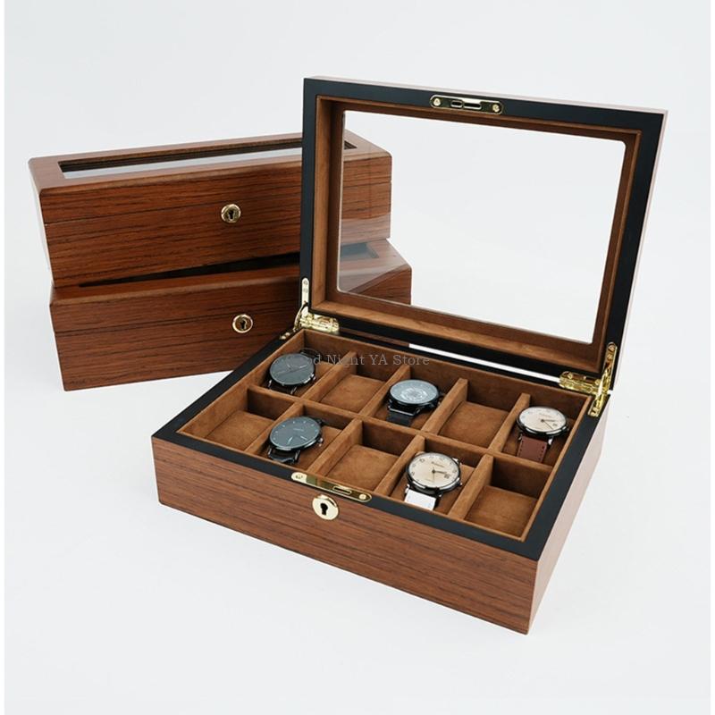 Jewelry Box That Holds Watches - Stijlvolle houten horloge-opbergdoos met doorzichtig deksel