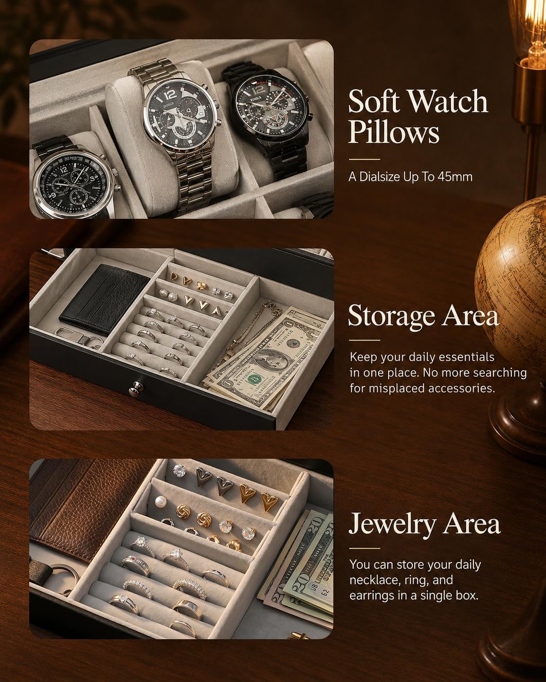 Horloge-opbergdoos voor mannen - Jewelry And Watches Box recensie en prijs